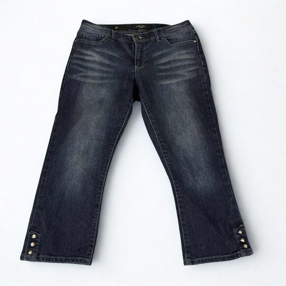 Nine West Denim - Nine West Jeans Womens 6 Capri Cropped Dark Wash Embellished Stretch Denim Boho